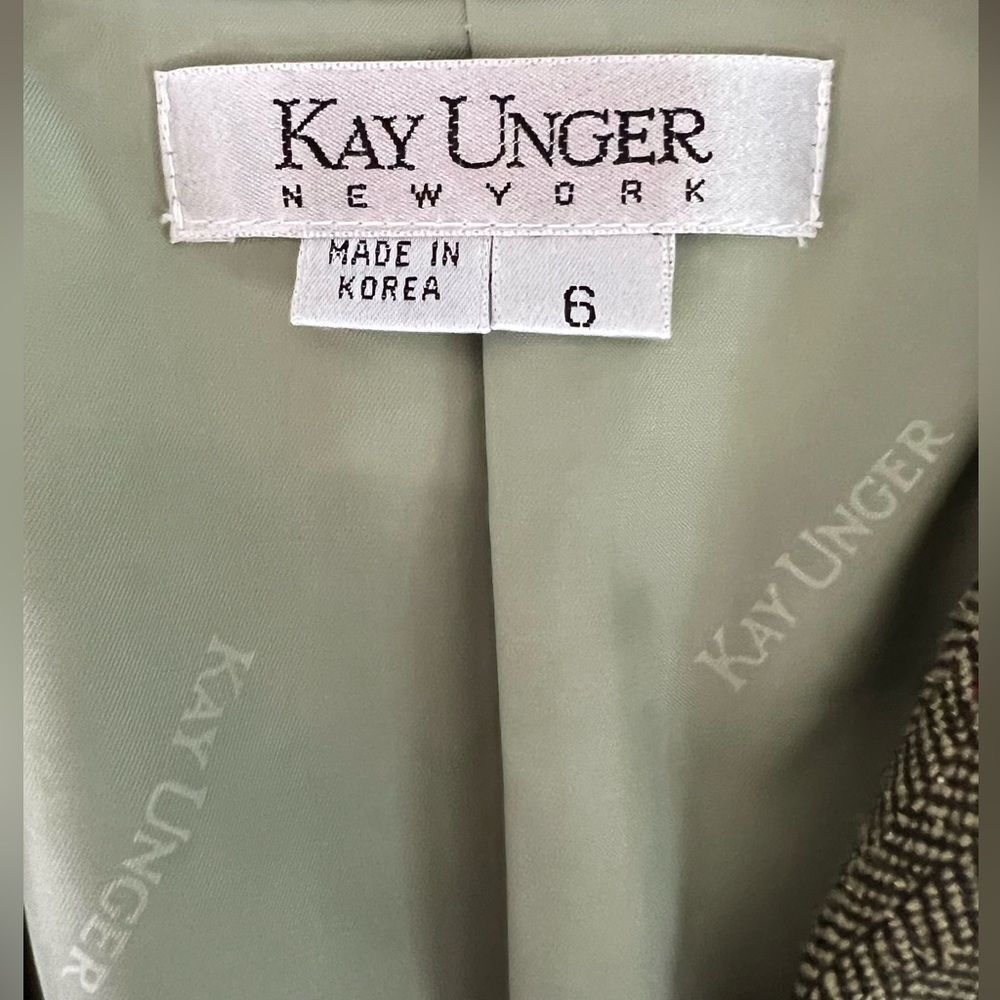 Kay Unger Women Green Red Plaid Timeless Classic Wool Silk Blend Blazer Jacket 6 - Picture 8 of 13